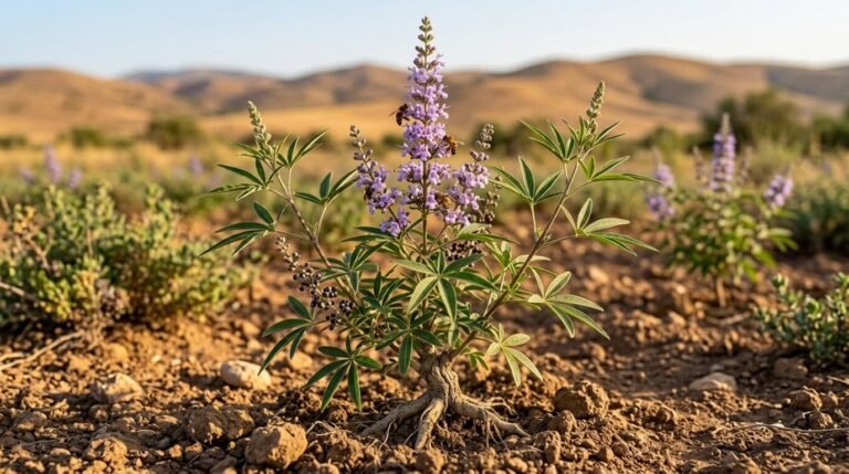 Agnocasto 6 Inflorescência de Vitex agnus-castus L., agnocasto, com pequenas flores de coloração lilás