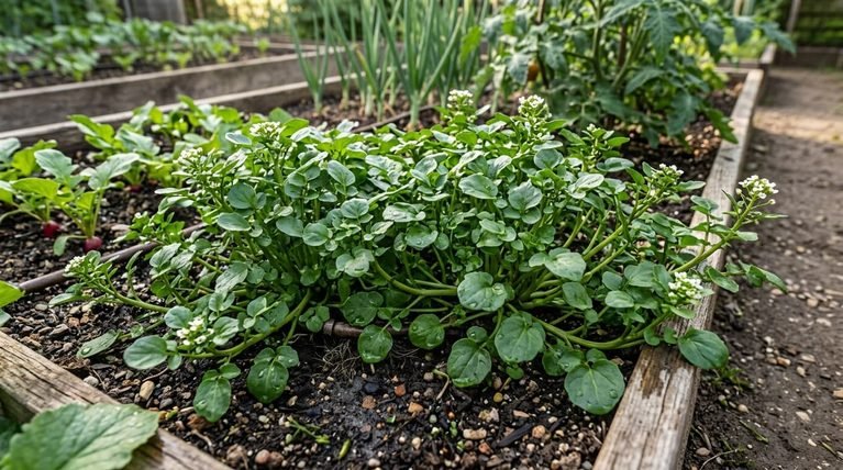 Agrião 7 Folhas verdes frescas de agrião-d'água Nasturtium officinale em maço