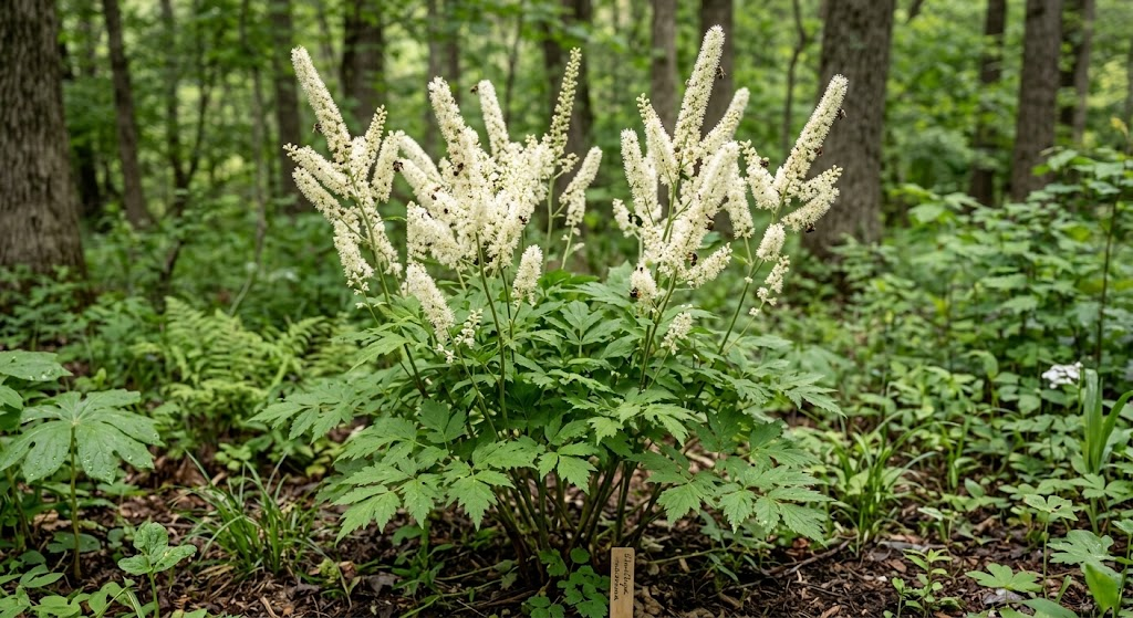 Cimicífuga 1 Cimicifuga racemosa (Actaea racemosa) em floração