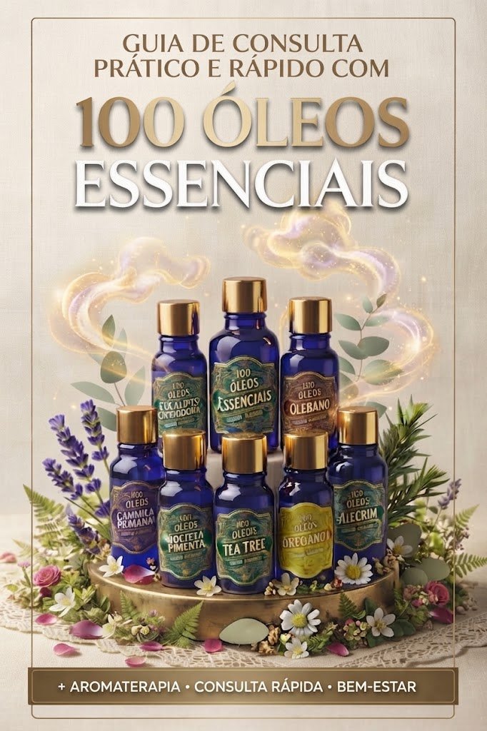 Guia de consulta rápido e prático com 100 óleos essênciais 1 Capa do e-book 100 óleos essenciais